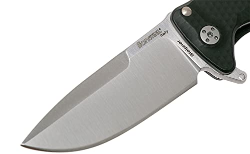 Lion Steel SR22A Sleipner Frame Lock Folding Pocket Knife - Black Aluminum Handle, Satin Blade | IKBS Ball Bearing System | Dual Carry Clip | EDC, Camping, Outdoor Survival Gear