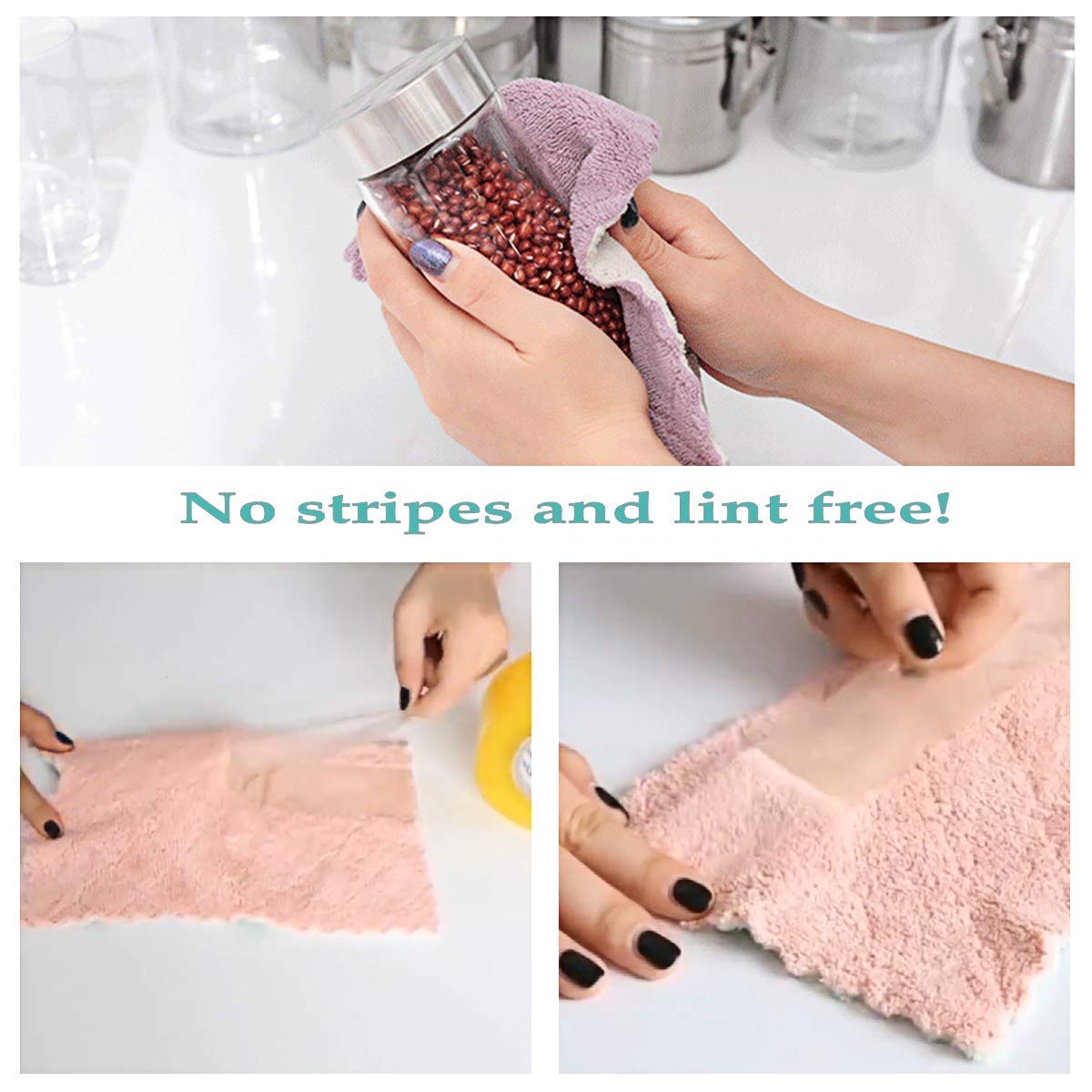 Premium Microfiber Cleaning Cloths - 4 Pack Super Soft & Highly Absorbent Lint-Free Towels (25x25cm) - Ideal for Car Detailing, Kitchen Cleaning, Window Wiping & Household Use