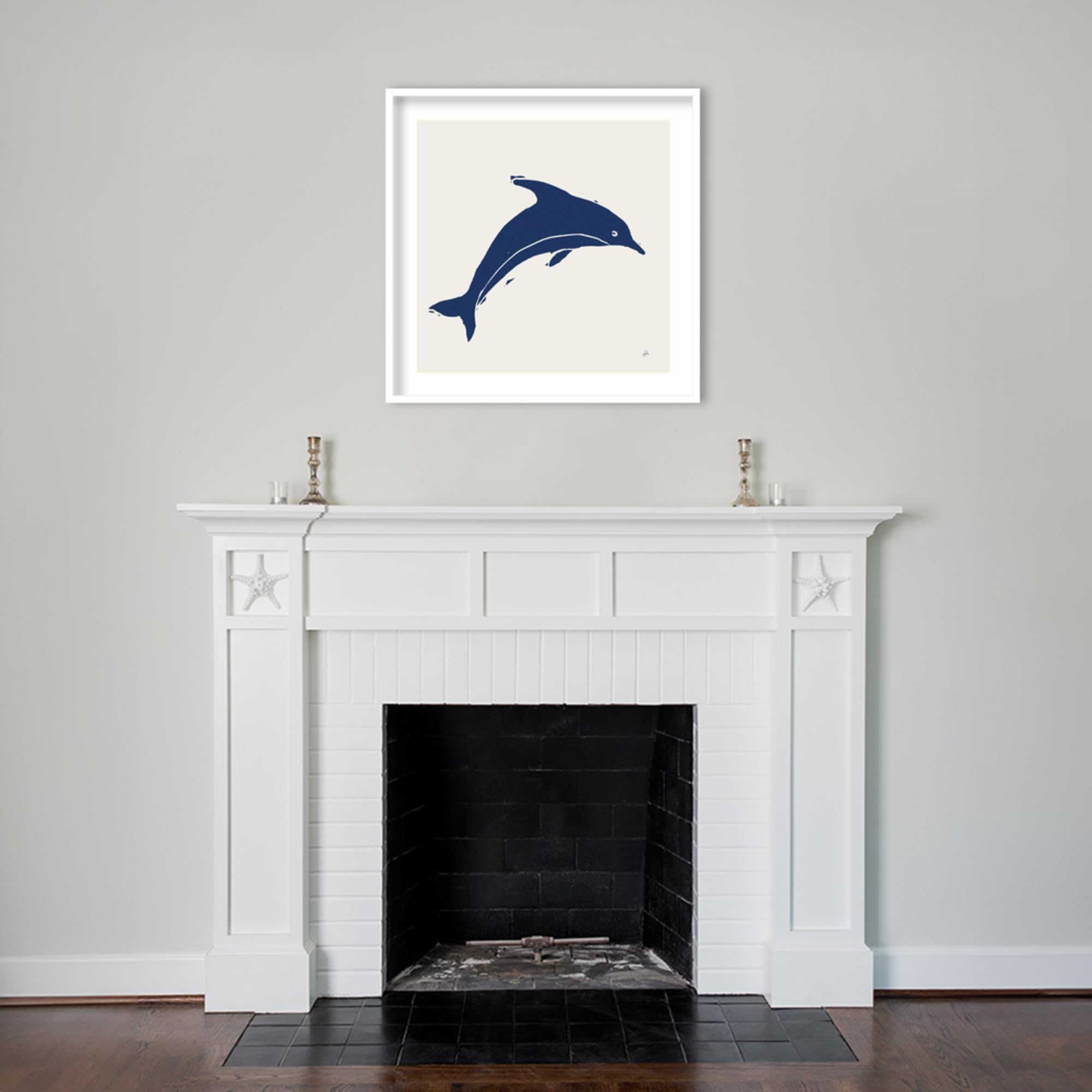 Amanti Art Framed Wall Art Print 33x33 Primitive Sea VIII Navy by Daphne Brissonnet - Coastal Beach Wall Decor, Modern Contemporary Painting for Living Room, Bedroom, Bathroom - Perfect for Nautical Theme Home & Office Decoration