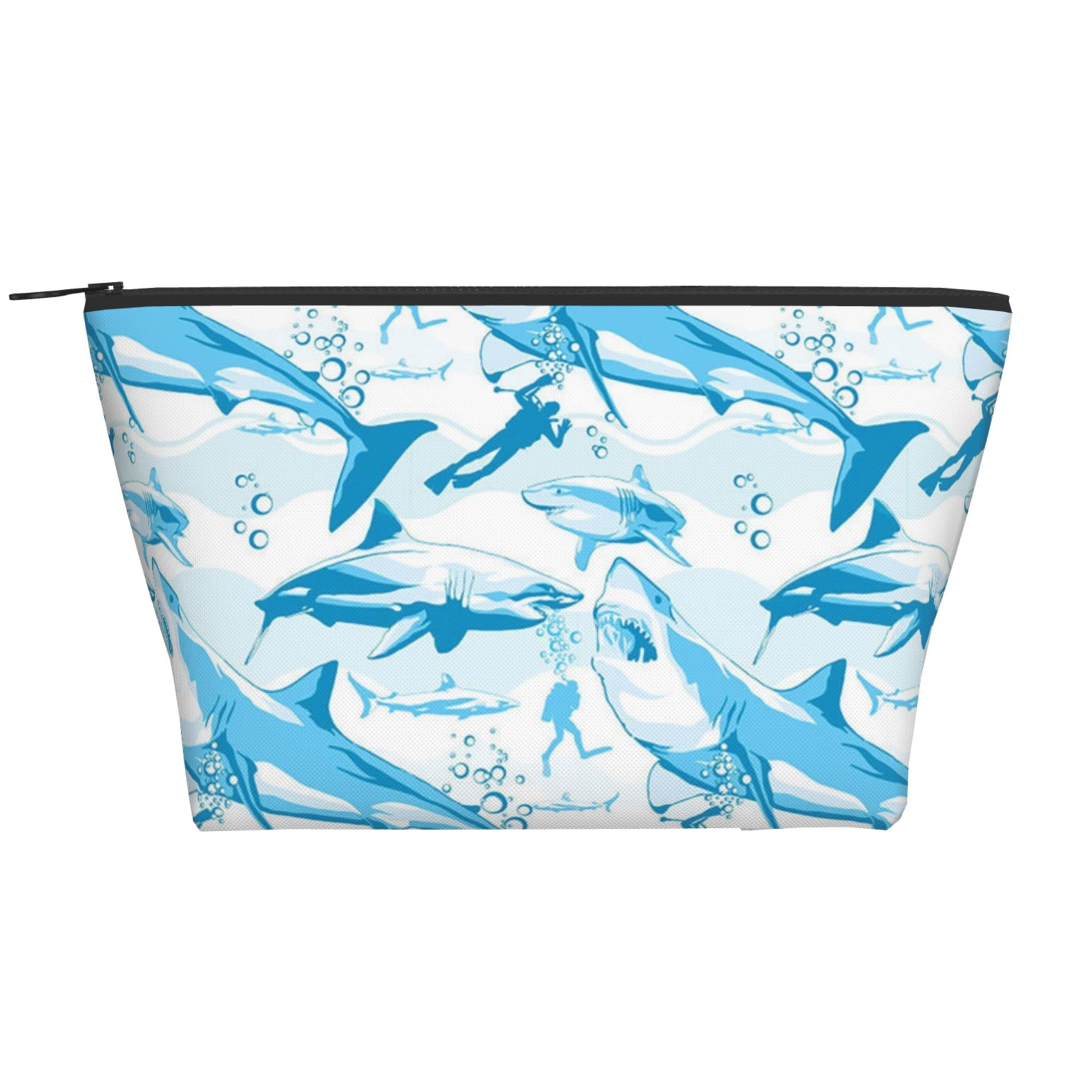Blue Shark Travel Toiletry Bag - Waterproof Oxford Cloth Cosmetic Organizer with Zipper for Women, Men & Kids - Perfect for Vacation, Gym, Camping & Daily Use
