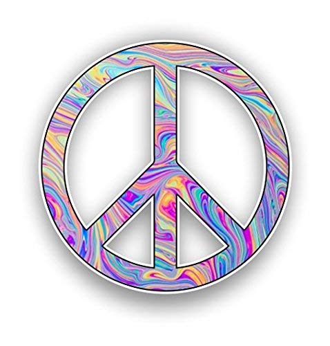 Peace Sign Tie Dye Car Stickers - Waterproof Vinyl Decals for Car Body, Bumper, Door & Window - 5