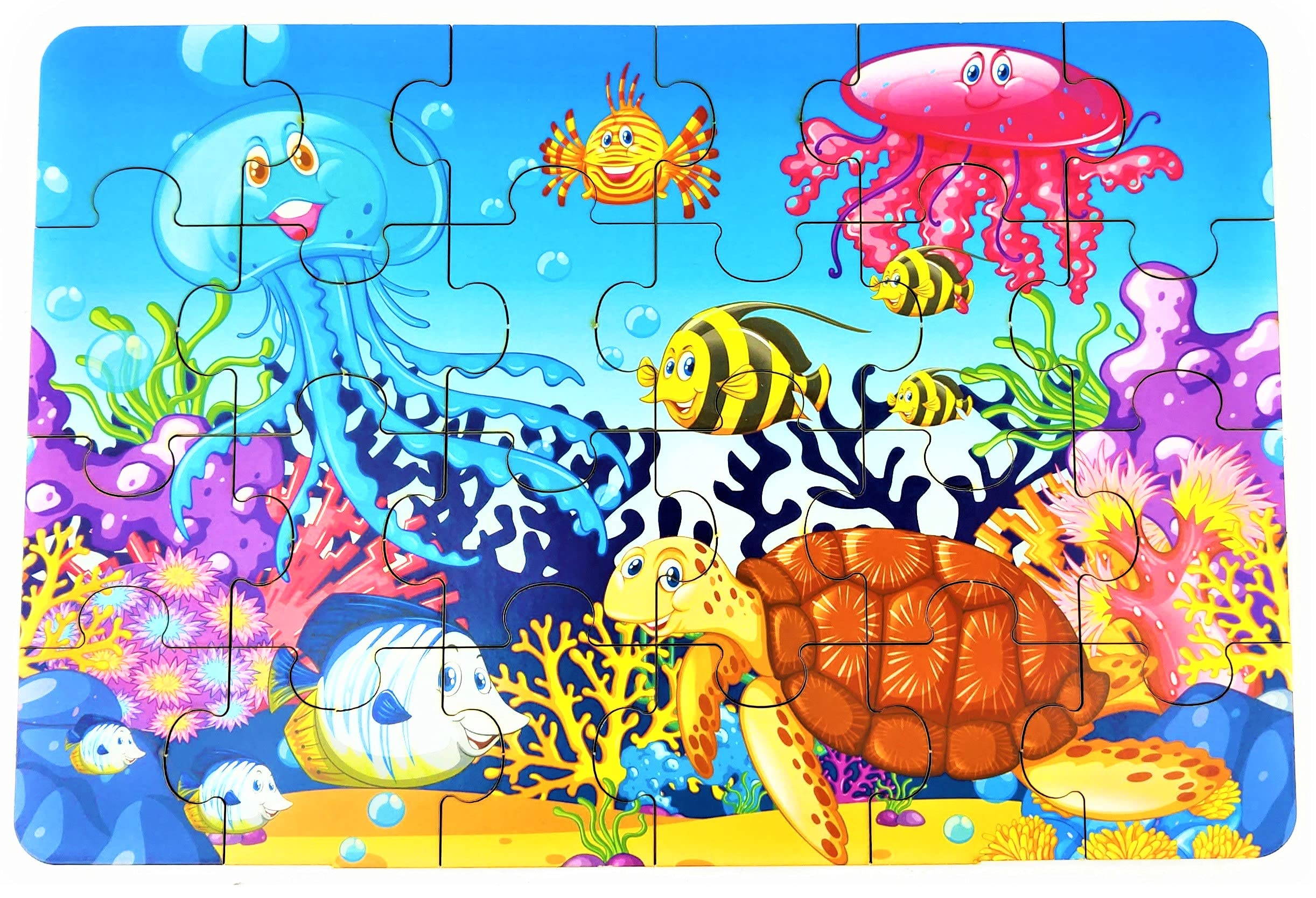 FunBlast Wooden Jigsaw Puzzle for Kids - 24 Piece Aquatic Life Learning Puzzle, Eco-Friendly Paperless Educational Toy | Perfect for Preschool Learning, Birthday Gifts & Family Game Night