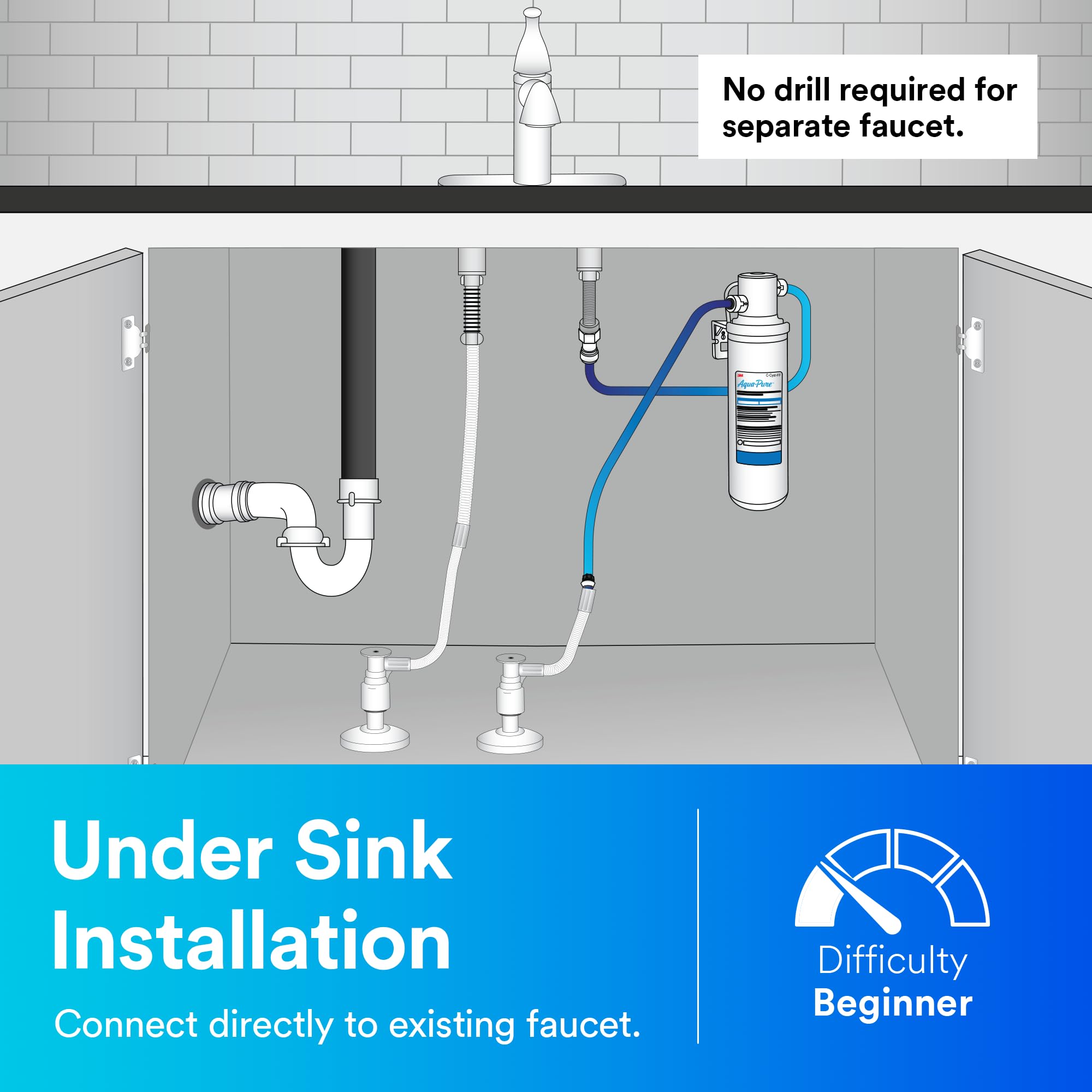 3M Aqua-Pure Under Sink Full Flow Water Filtration System Cyst-FF (5609223) - Removes Cysts, Sediment & Chlorine for Clean Drinking Water - Perfect for Kitchen Sink, RV & Small Office Use