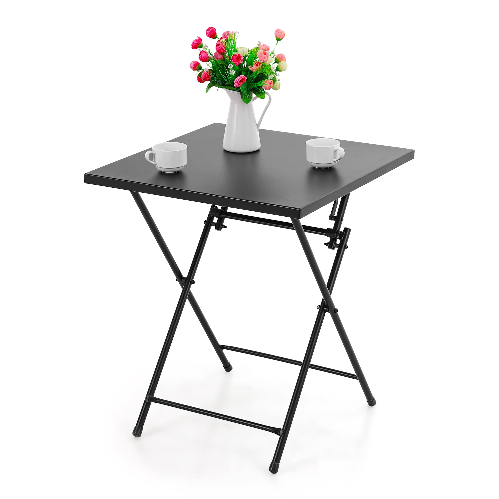 PHI VILLA Outdoor Patio Bistro Set - 2 Pack Foldable Metal Steel Coffee Tables for Garden, Balcony & Backyard | Perfect with Outdoor Sofa & Chairs | Weather-Resistant Patio Furniture for Dining & Relaxing
