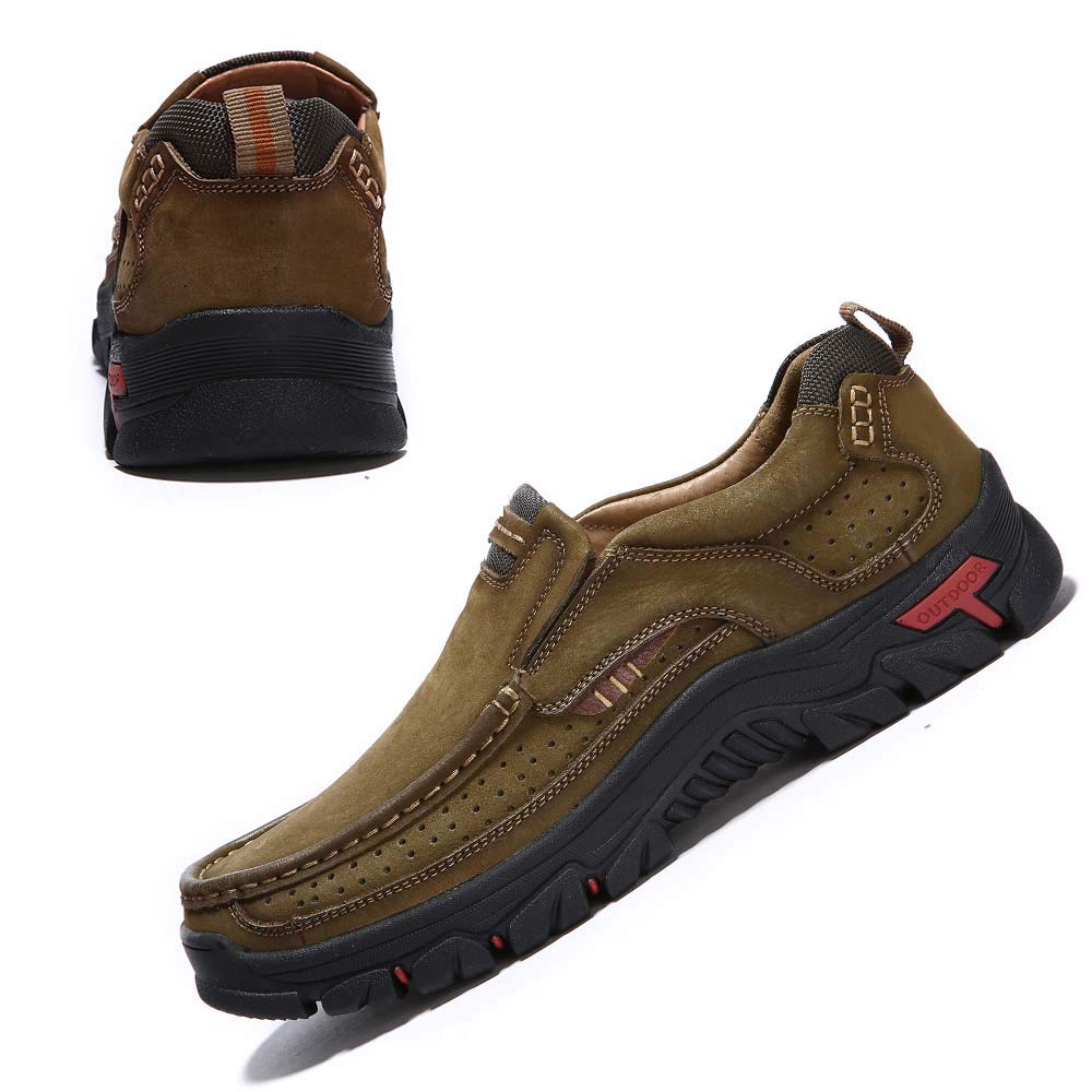 **Men's Leather Walking Shoes - Lightweight Breathable Slip-On Loafers for Casual, Business & Office Wear | Comfortable Dress Shoes for Work & Daily Use**