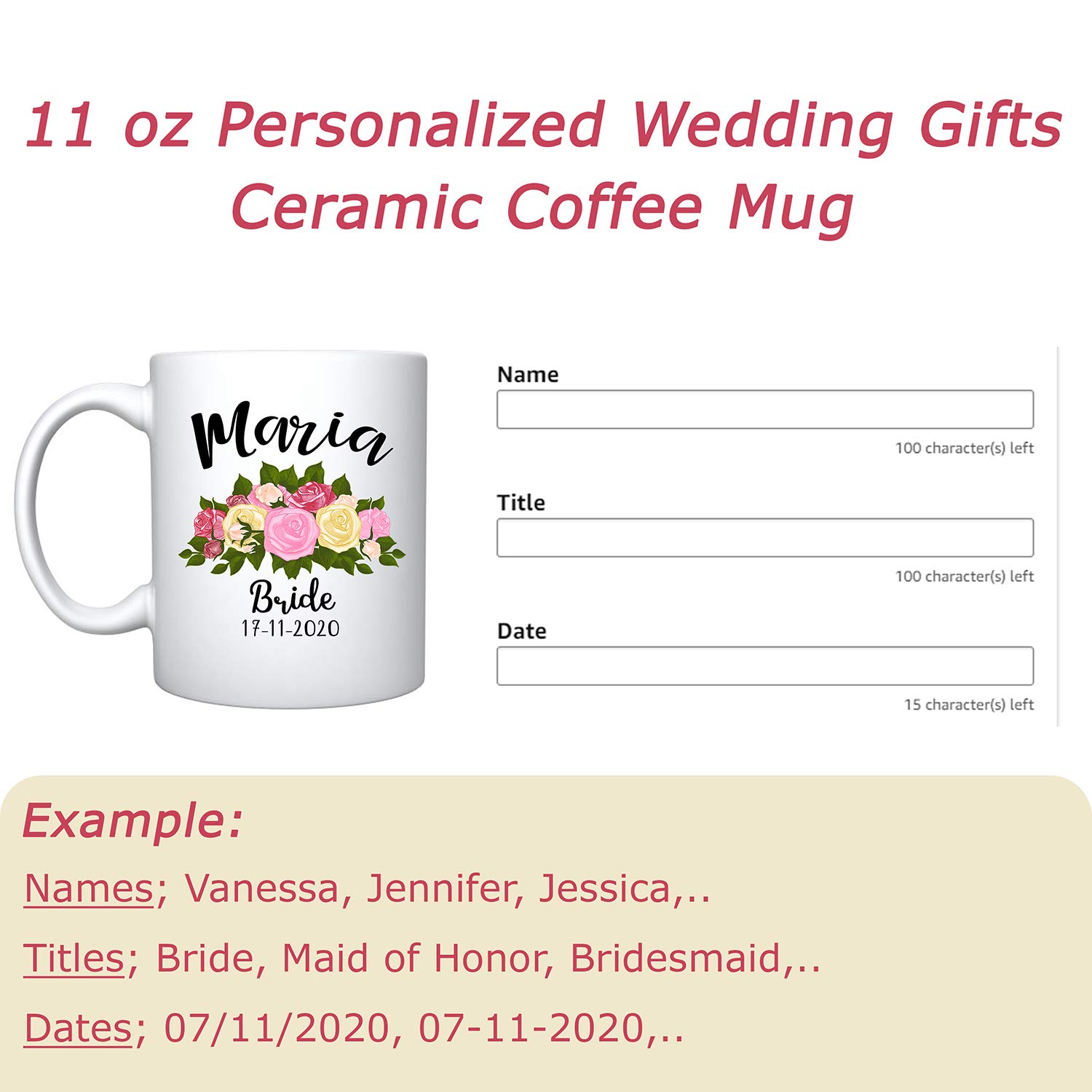 Personalized White Ceramic Coffee Mug - Custom Text & Image Upload - Funny Gift for Coffee Lovers, Bachelor Party Favors - Perfect for Office, Home & Gifts (11oz, Dishwasher Safe)