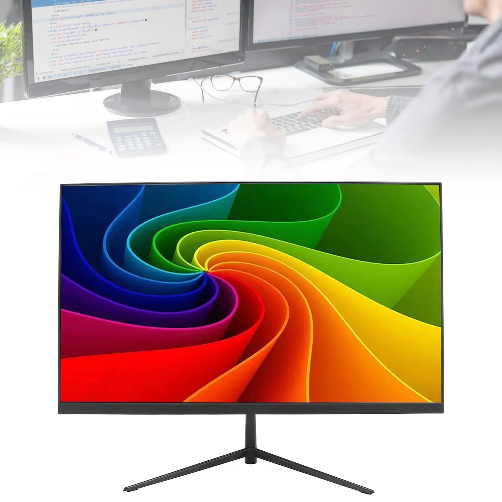 24 Inch FHD IPS Gaming Monitor 1080P 75Hz with FreeSync, HDR, 99% sRGB - HDMI & VGA Ports, VESA 75x75mm Mount (European Plug) - Perfect for PC Gaming, Office Work & Home Entertainment