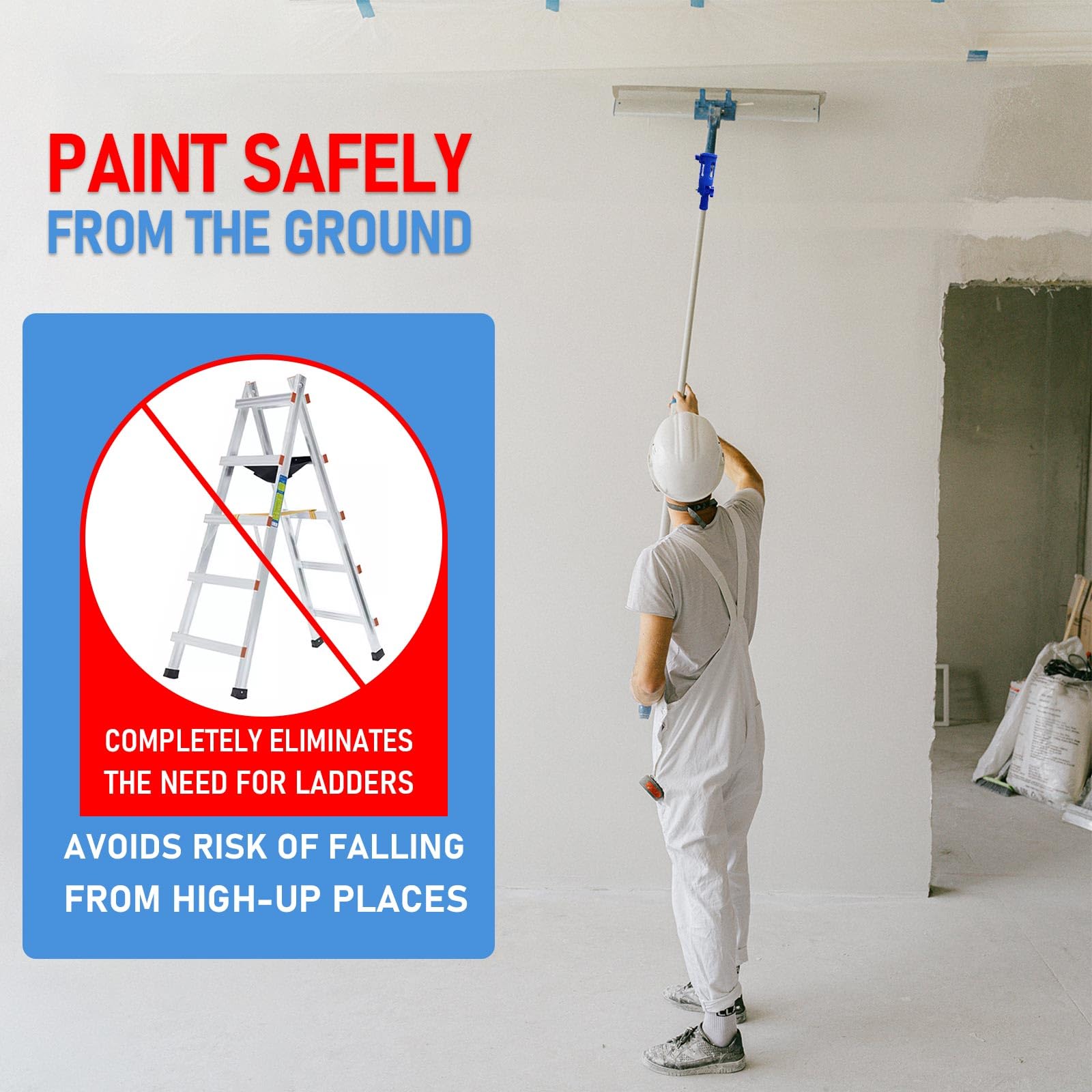 Multi-Angle Paint Brush Extender with Rotating Head - Extension Pole Attachment for Paint Brushes & Rollers - Perfect for High Ceilings, Corners, Edges - Ideal for Home Painting, Wall Repair & DIY Projects