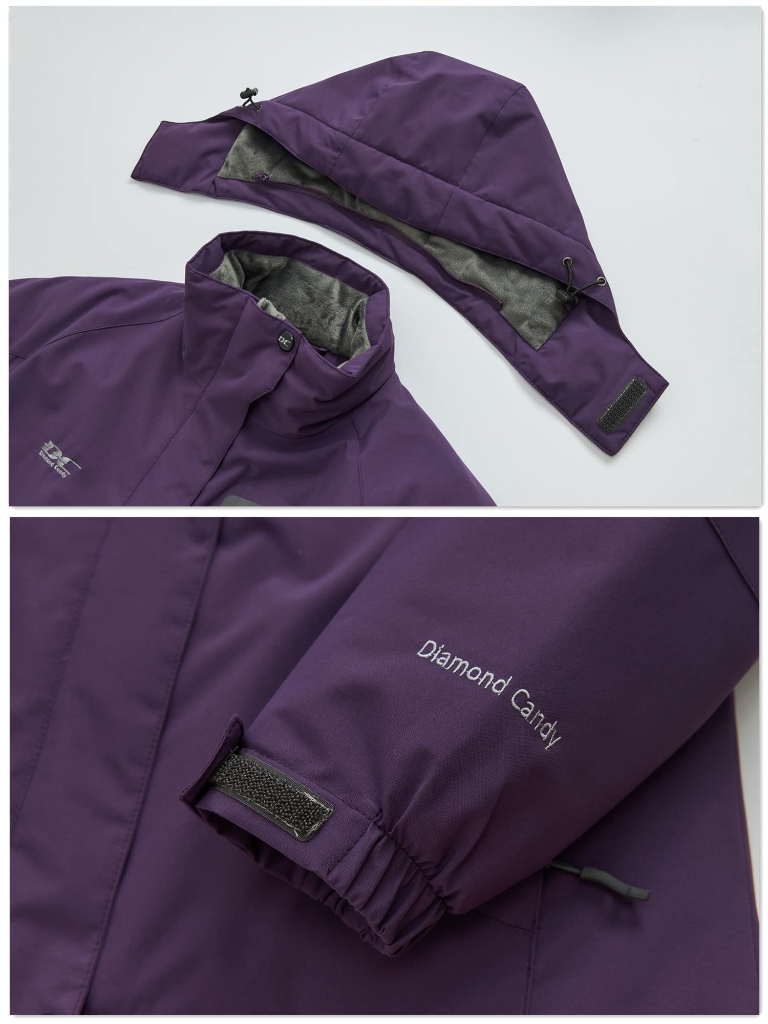 Women's Winter Ski Jacket - Diamond Candy Hooded Windproof Waterproof Snow Coat for Skiing & Outdoor Activities | Warm Insulated Jacket for Snowboarding, Hiking & Cold Weather Adventures