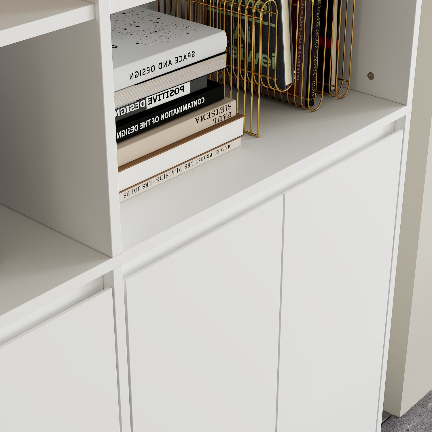 Modern MDF Bookcase with Ample Storage - Elegant Shelving Unit with Doors for Living Room and Office - Perfect for Home Library, Office Organization & Stylish Display