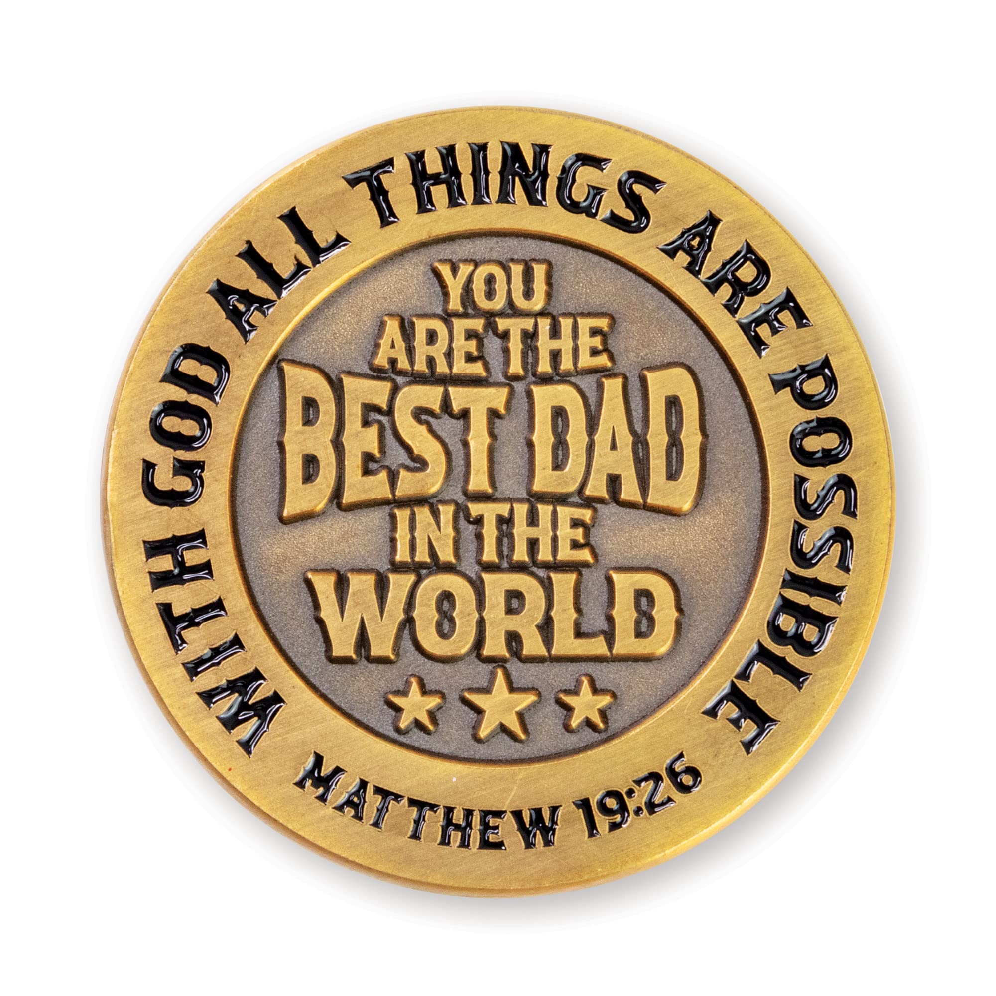Bulk Pack of 10 Christian Challenge Coins for Dad - Religious Birthday Gift from Daughter or Son - Best Dad in The World Collectible Pocket Token - Perfect for Father's Day, Military Appreciation & Everyday Carry (EDC)