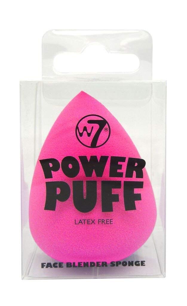 W7 Power Puff Latex Free Foundation Face Blender Sponge - Tear Drop Shape Makeup Sponge for Flawless Blending | Perfect for Liquid, Cream & Powder Foundation Application