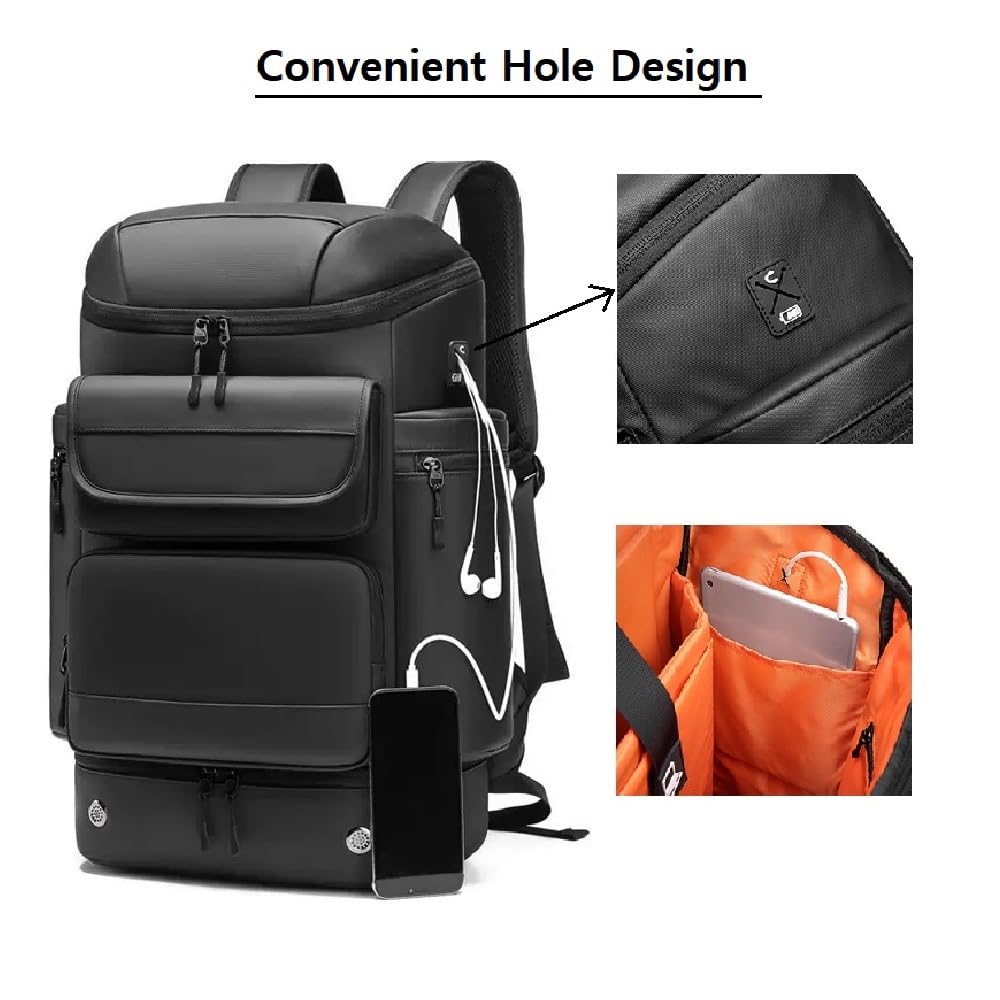 **50L Travel Backpack for Men - Waterproof Carry-On Backpack with Shoe Compartment & 17