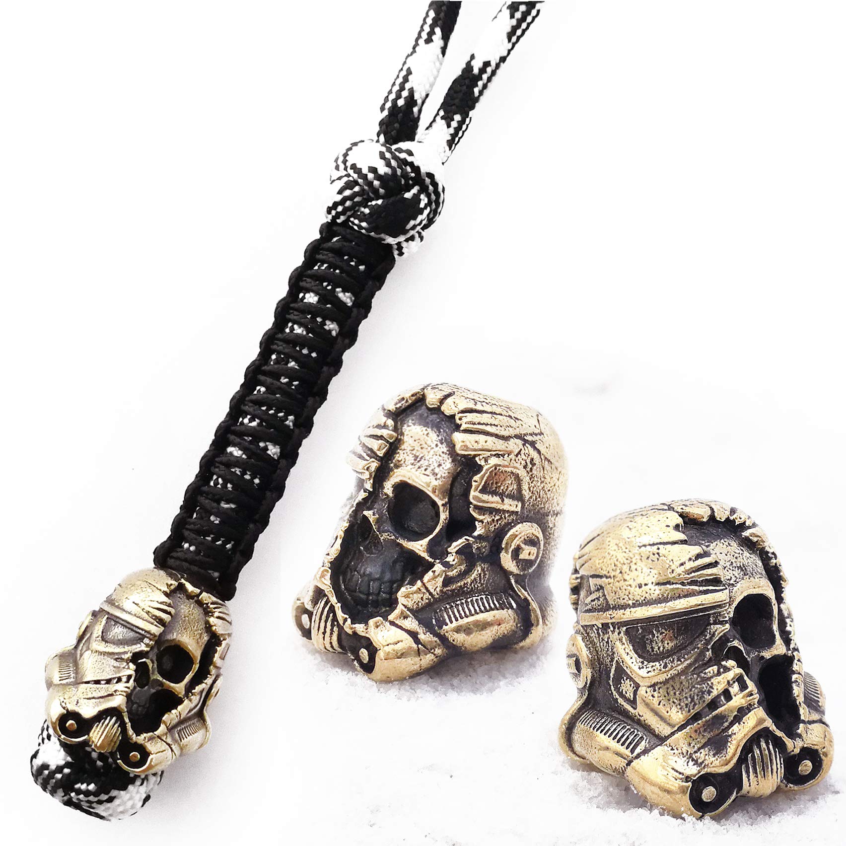 Premium Paracord Knife Lanyard with Hand-Cast Metal Beads - Tactical EDC Keychain Accessory for Outdoor Survival, Camping & Everyday Carry (1Pcs/Lot)