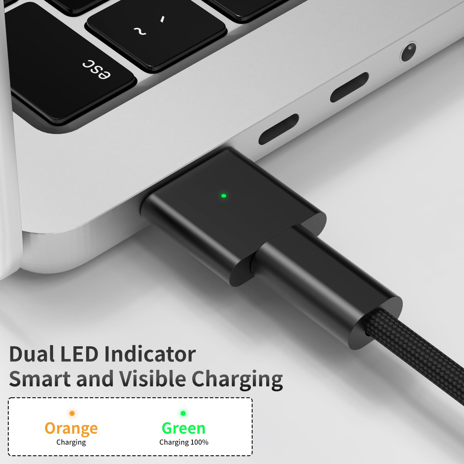 140W USB-C to Magnetic 3 Charging Cable - Compatible with MacBook Pro 2023 (M2, 14/16 inch), MacBook Air 2022 (M2), MacBook Pro 2021 (M1, 14/16 inch) - Includes 240W Type-C Charger (6.6ft/2M, Black) - Fast Charging for Work, Travel & Home Office