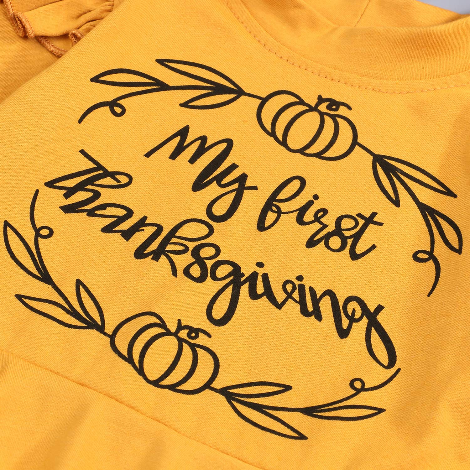 Adorable Thanksgiving Outfits for Baby Girls & Toddlers - Ruffled Sleeve Shirt & Pants Set | Fall Holiday Family Photo Outfits & Seasonal Celebration Clothes