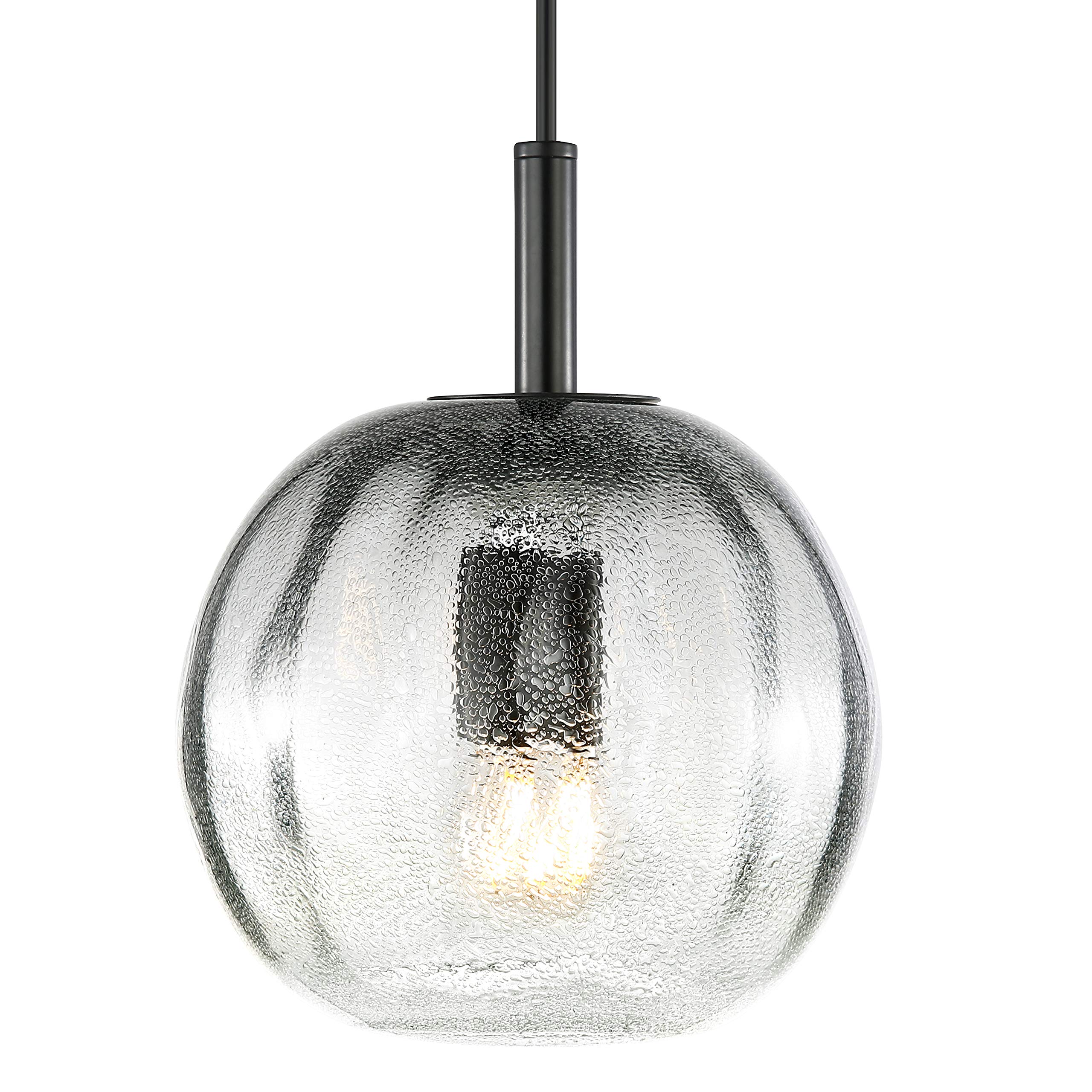 Light Society LS-C380-SMK Ravello Pendant Light Fixture - Smokey Glass Shade - Modern Ceiling Lighting for Dining Room, Kitchen Island & Bedroom Decor