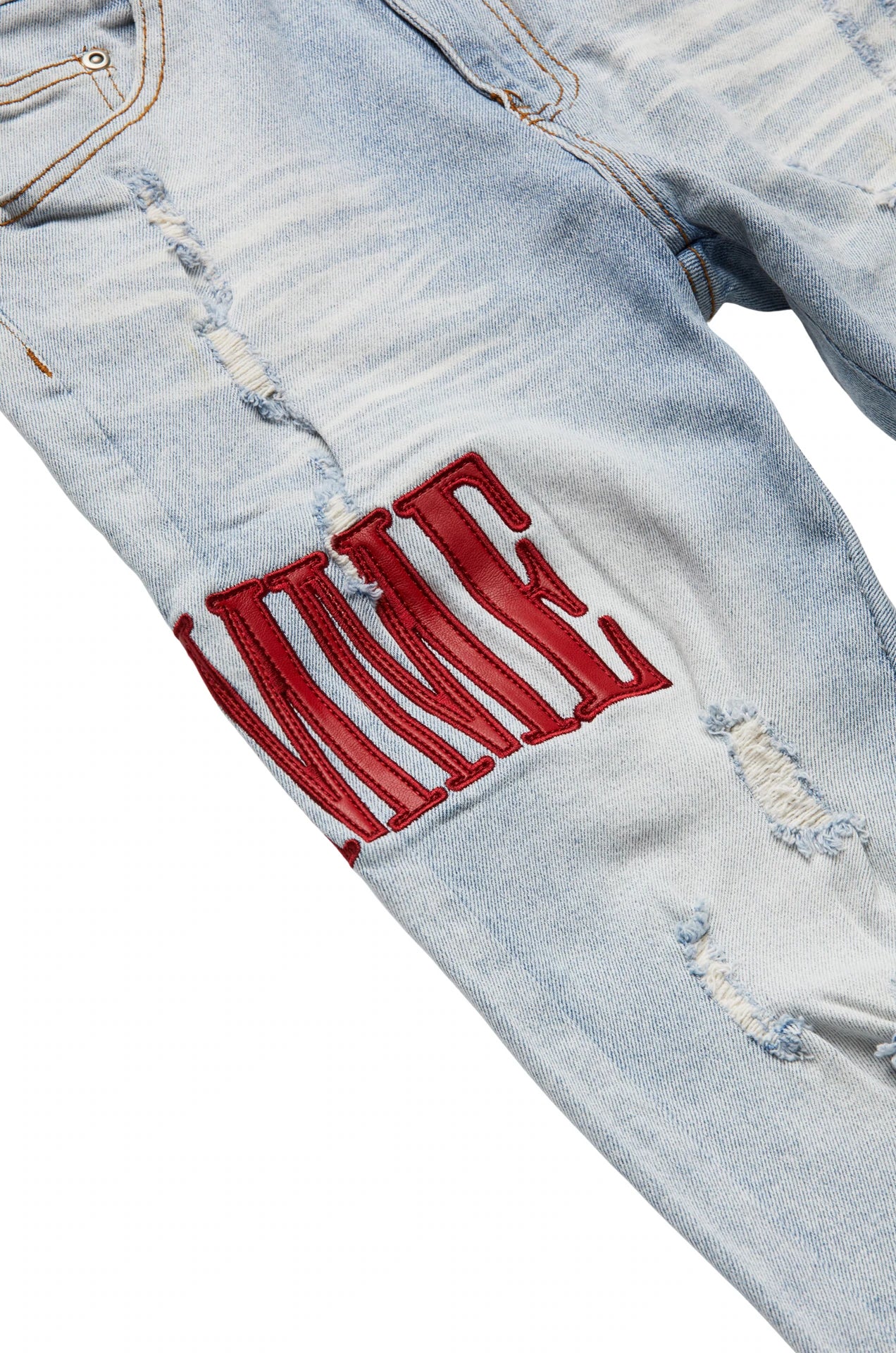 Men's & Women's Letterman Denim Jacket - Blue with Red Letters - Vintage Style Varsity Jacket for Casual Wear & School Spirit