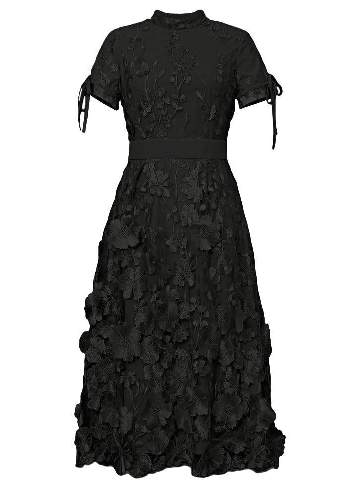 CHIC STAR Women's 3D Embroidery Applique Floral Party Dress - Elegant Evening Gown for Cocktail, Wedding & Special Occasions