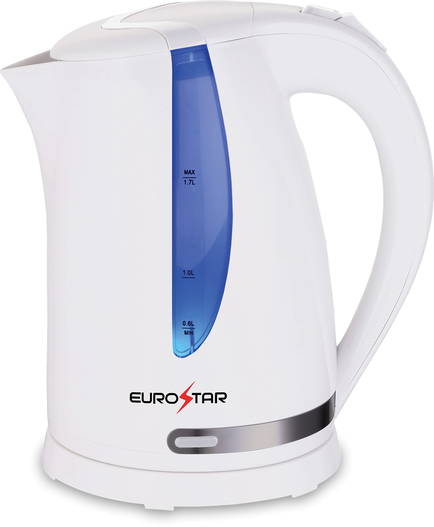 EUROSTAR EKP79 1.7L Electric Kettle - Fast Boiling, Auto Shut-Off, White - Perfect for Home, Office & Dorm Use