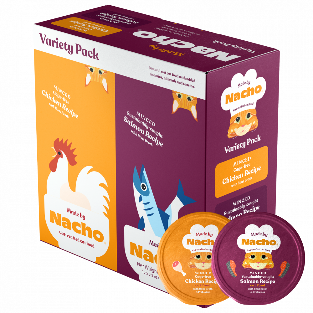 Made By Nacho Minced Wet Cat Food Variety Pack - Grain-Free Kitten & Adult Cat Wet Food with Real Meat - Perfect for Picky Eaters & Mealtime Variety