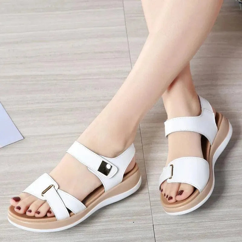 Comfortable Soft Hook Loop Leather Sandals for Women - Breathable Summer Beach Walking Shoes | Perfect for Vacation, Casual Outings & Outdoor Activities