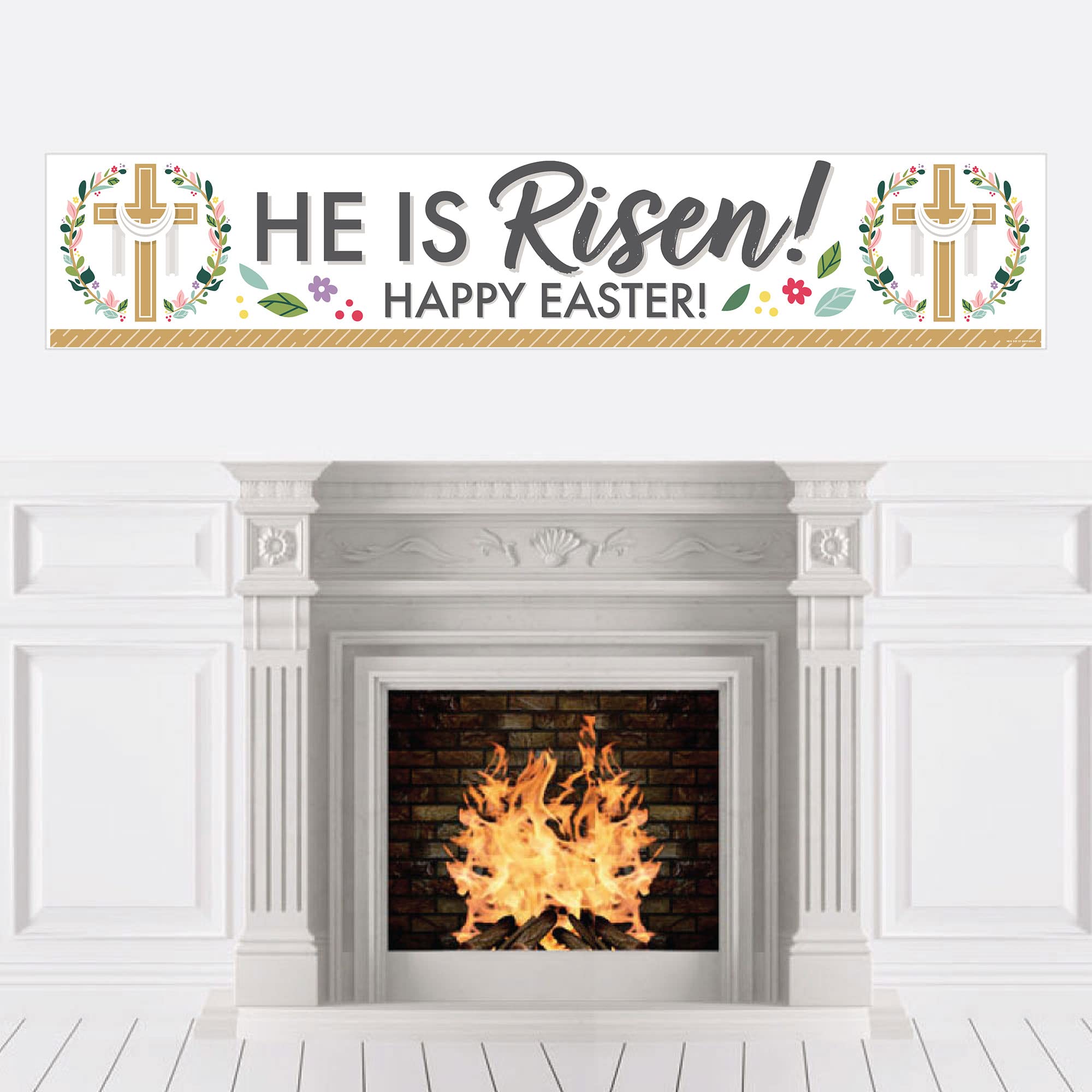 Big Dot of Happiness Religious Easter Decorations - Christian Holiday Party Banner for Church Events, Home Celebrations & Easter Sunday Gatherings
