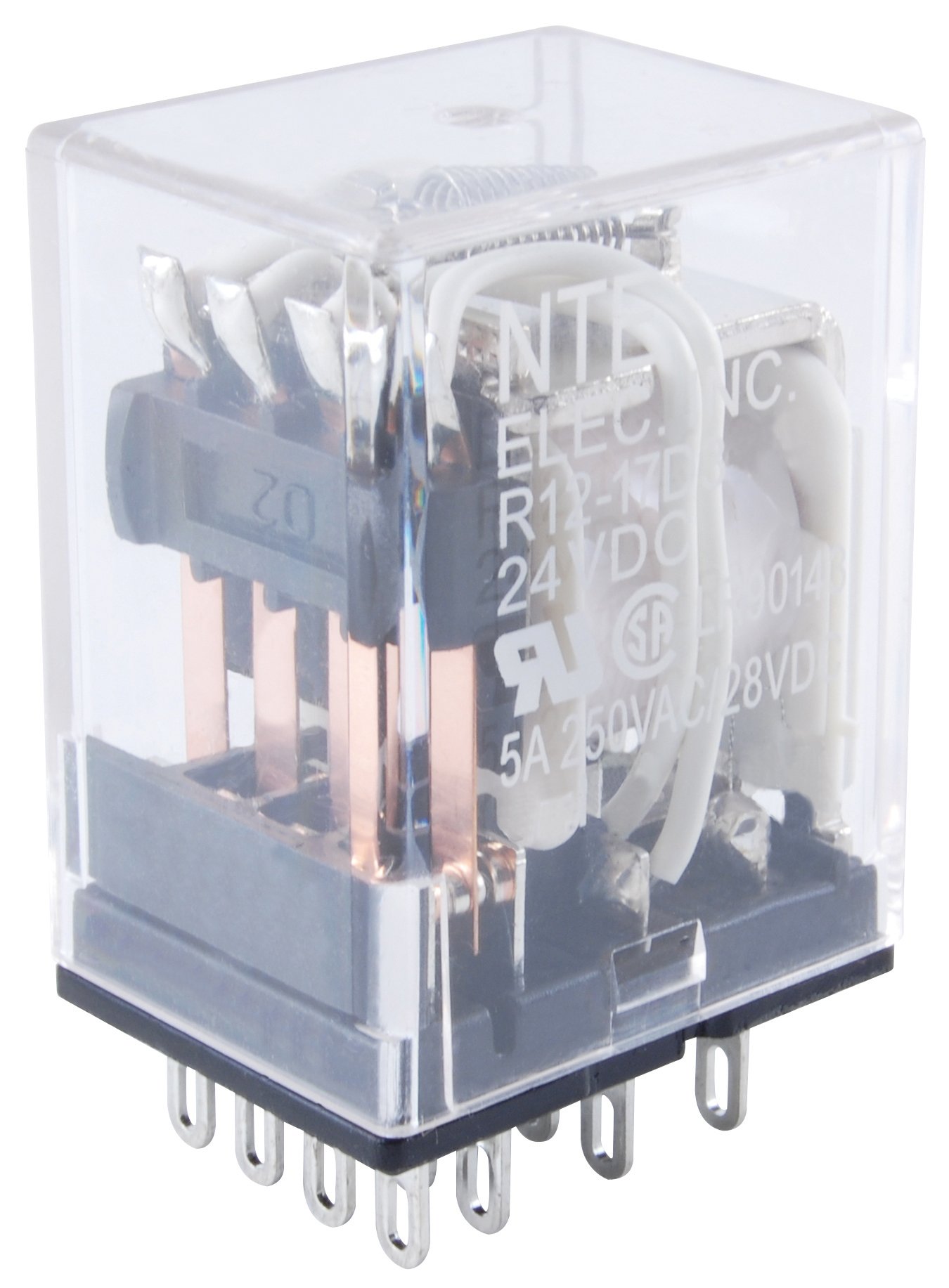 NTE Electronics R12-11A5-240 Series R12 General Purpose AC Relay, DPDT Contact, 5 Amp 240V - Ideal for HVAC Systems, Industrial Controls & Power Distribution