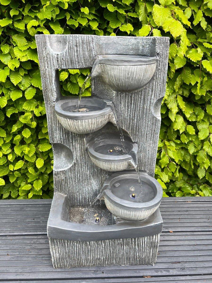 Solar Powered Waterfall Feature with 4 LED Water Bowls - 59