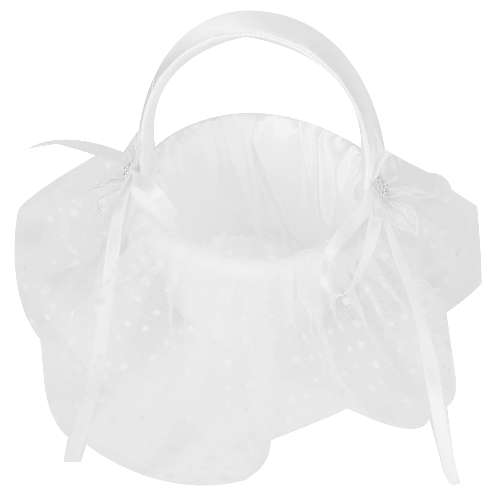 Elegant Lace Wedding Flower Basket - Handheld Bridal Bouquet Holder for Ceremonies, Parties & Photo Shoots (White, Small) | Perfect for Bridesmaids, Flower Girls & Wedding Decorations