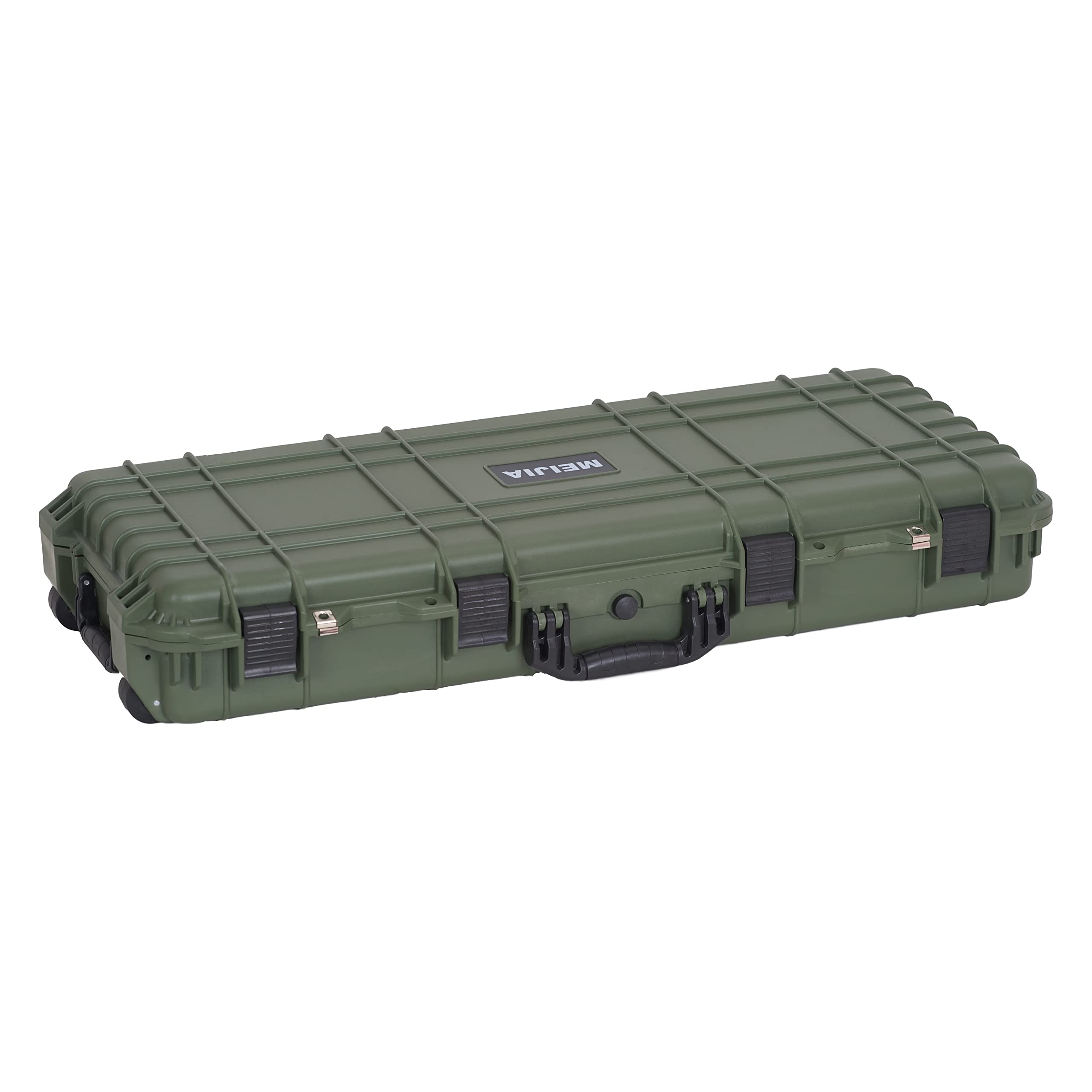 MEIJIA Waterproof Rolling Rifle Case with Wheels & Foam - for Guns, Shotguns, Airsoft (Outdoor/Shooting Range)