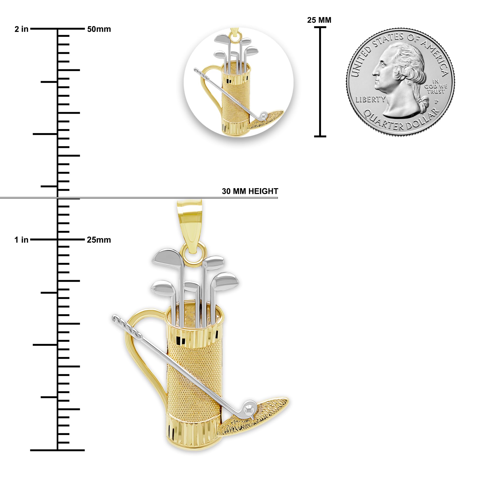 10K Gold Golf Charm Pendant - Elegant Golf Jewelry for Men & Women - Perfect Golf Tournament Trophy Gift for League Players (Great for Golf Outings, Awards & Special Occasions)