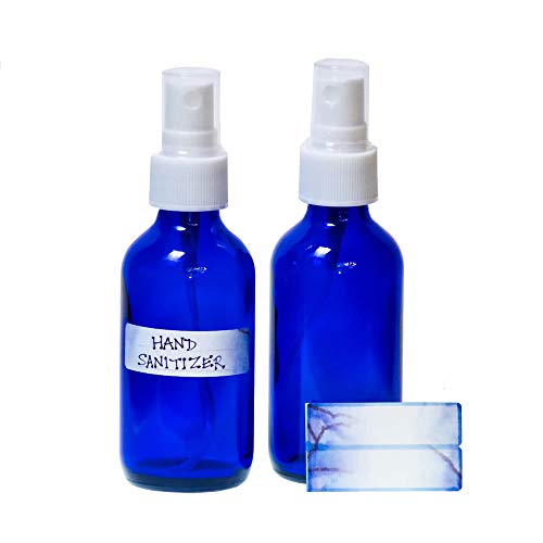 2oz Empty Glass Spray Bottles for Hand Sanitizer & Essential Oils - Fine Mist, Cobalt Blue - Perfect for DIY Beauty, Aromatherapy & Home Cleaning Solutions