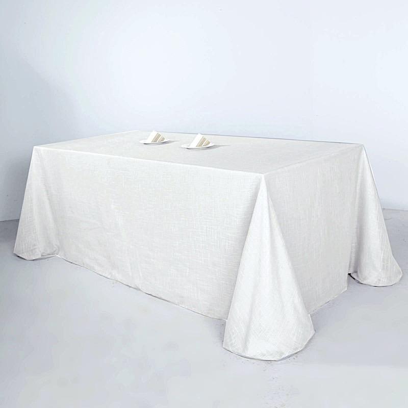 90x132 Inch Rectangular Premium Faux Burlap Polyester Tablecloth - Washable & Wrinkle-Resistant for Dining Tables, Parties, and Home Decor