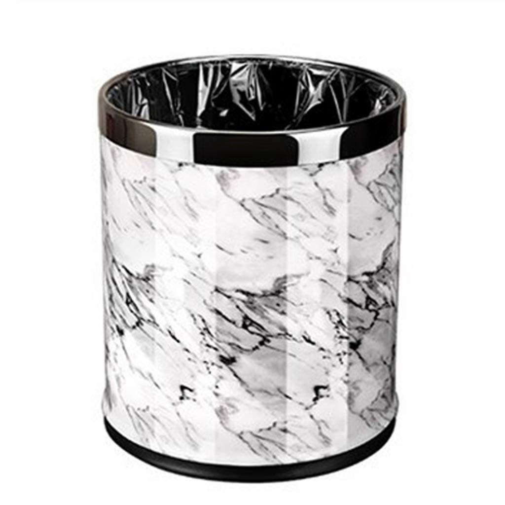 YXD 10L Marble Pattern Trash Can - Stylish Waste Bin for Kitchen, Bathroom & Living Room | Durable Plastic Dustbin with Elegant White Marble Design | Perfect for Home, Office & Commercial Use
