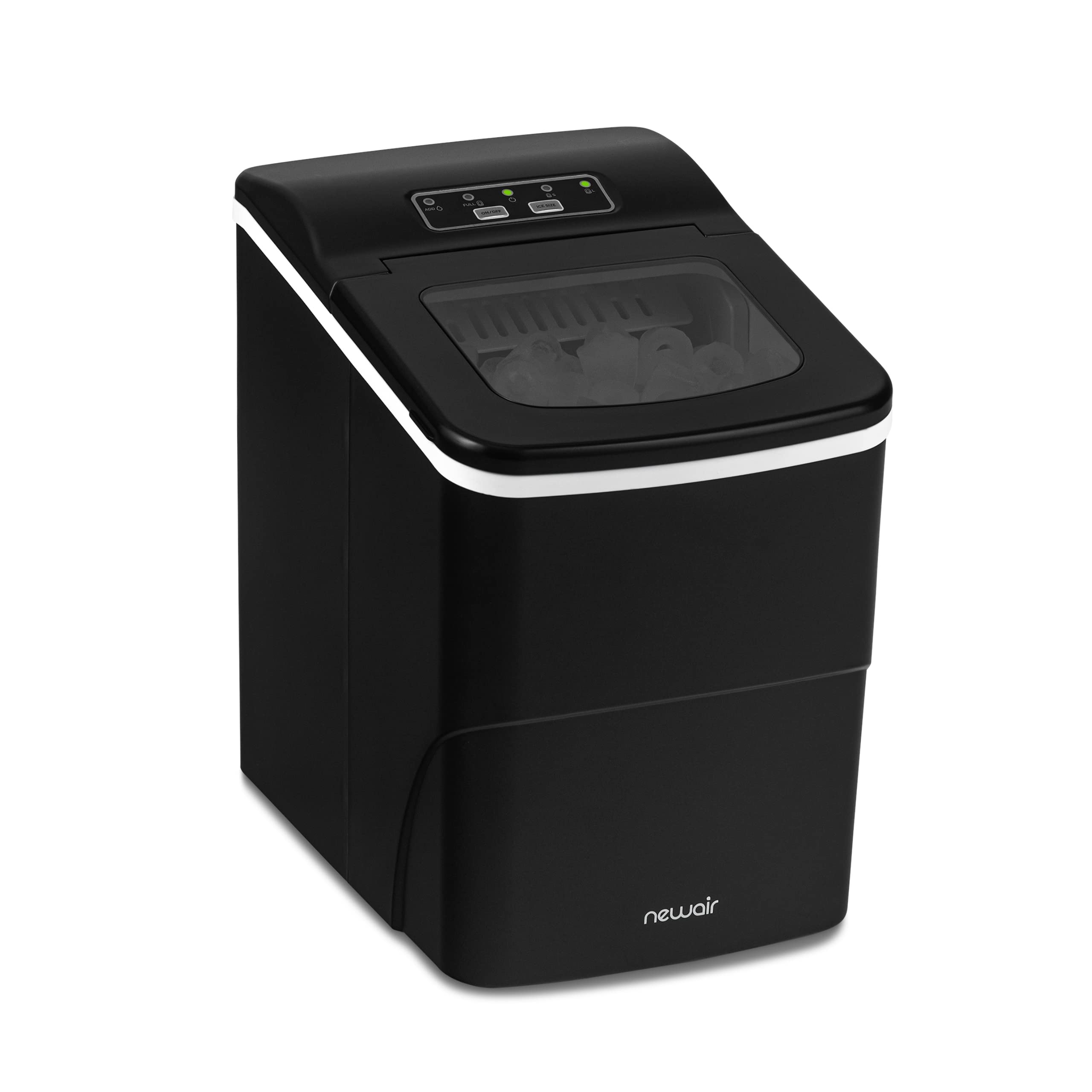 Newair 26 lbs. Countertop Bullet Ice Maker - Portable Ice Machine in Matte Black with Intuitive Controls | Large & Small Ice Size Options | Easy to Clean BPA-Free Parts | Perfect for Cocktails, Whiskey, Soda & Beverages | Ideal for Home Bars, Parties & Office Use