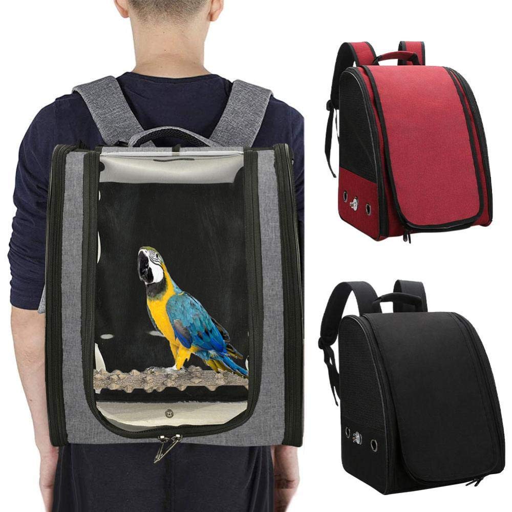 Portable Bird Carrier Backpack - Travel Cage with Perch for Small Birds, Parrots & Crested Birds (2-Pack, Black) - Perfect for Air Travel, Vet Visits & Outdoor Adventures