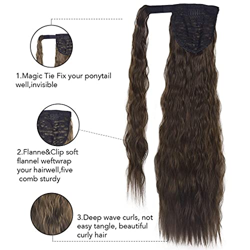 Wavy Clip-in Ponytail Hair Extension - Natural Looking Synthetic Hairpiece for Volume & Length - Perfect for Parties, Weddings & Everyday Styling