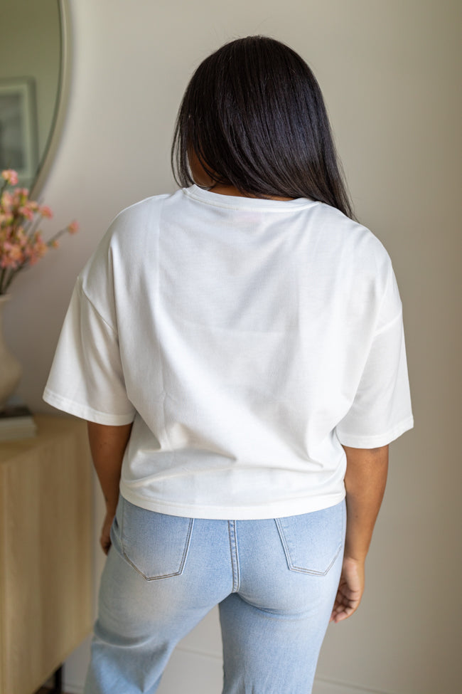 Study Break Green Pencil Patch Ivory Tee - Soft Cotton Graphic T-Shirt for Students & Teachers | Perfect for School, Campus Life & Casual Wear