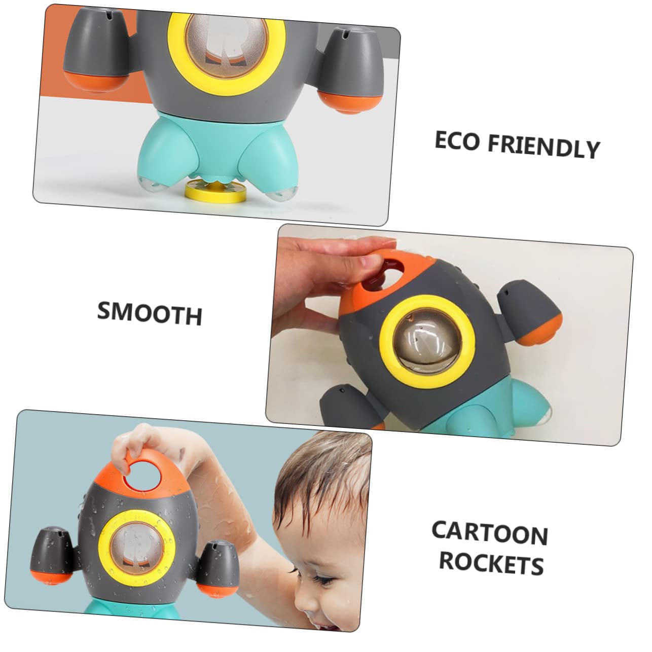 HEMOTON 2-Pack Grey ABS Rocket Fountain Bath Toys for Kids - Fun Bathtub Water Play Toys for Toddlers & Children | Perfect for Pool, Beach, and Outdoor Water Activities