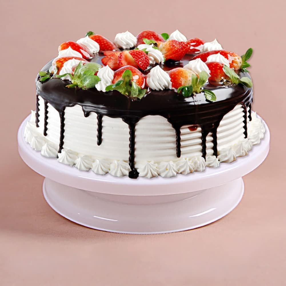 11 Inch Rotating Cake Turntable Stand - Smooth Spinning Cake Decorating Turntable for Baking, Frosting & Decorating Cakes, Cupcakes & Cookies - Durable Black Cake Spinner for Home Bakers & Professional Chefs (Perfect for Birthday Cakes, Wedding Desserts & Baking Classes)