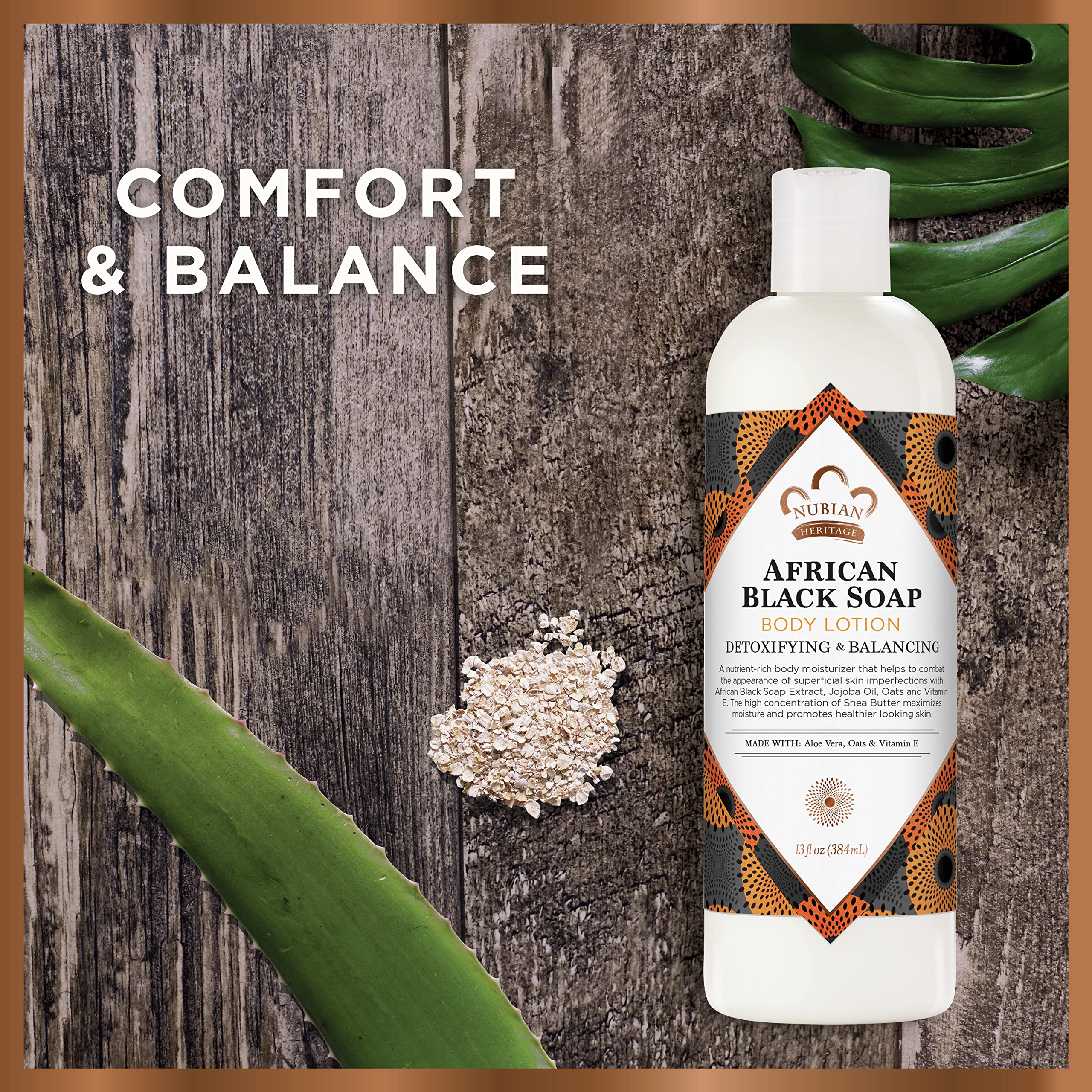 Nubian Heritage African Black Soap Body Lotion for Dry Skin - Paraben Free Moisturizer, 13 oz | Hydrating & Soothing for Sensitive Skin, Daily Skincare Routine