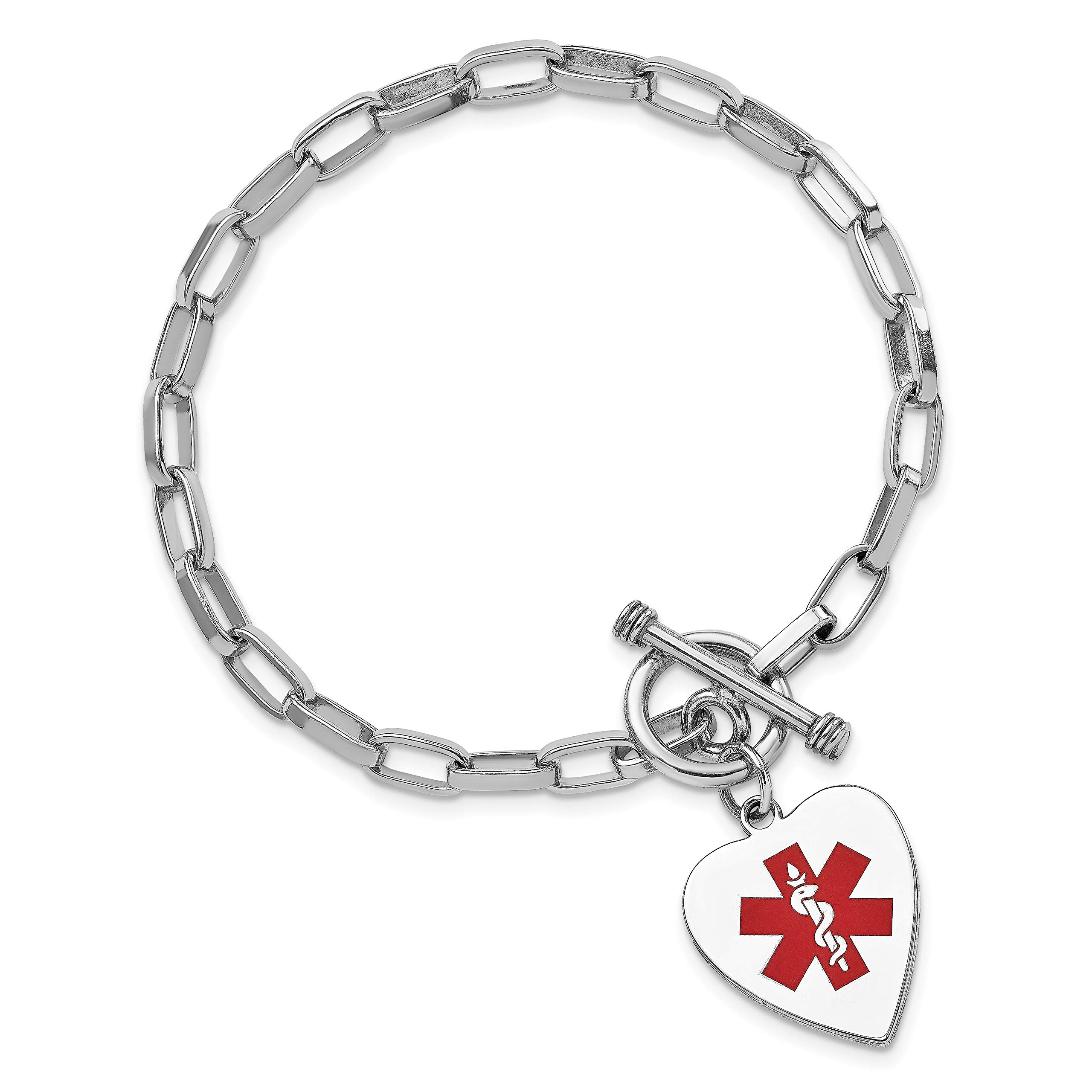 925 Sterling Silver Engraveable Heart Love Medical Alert ID Bracelet - Personalized Name Bar for Allergies & Emergency Info | Perfect for Healthcare Workers, Seniors & Special Needs