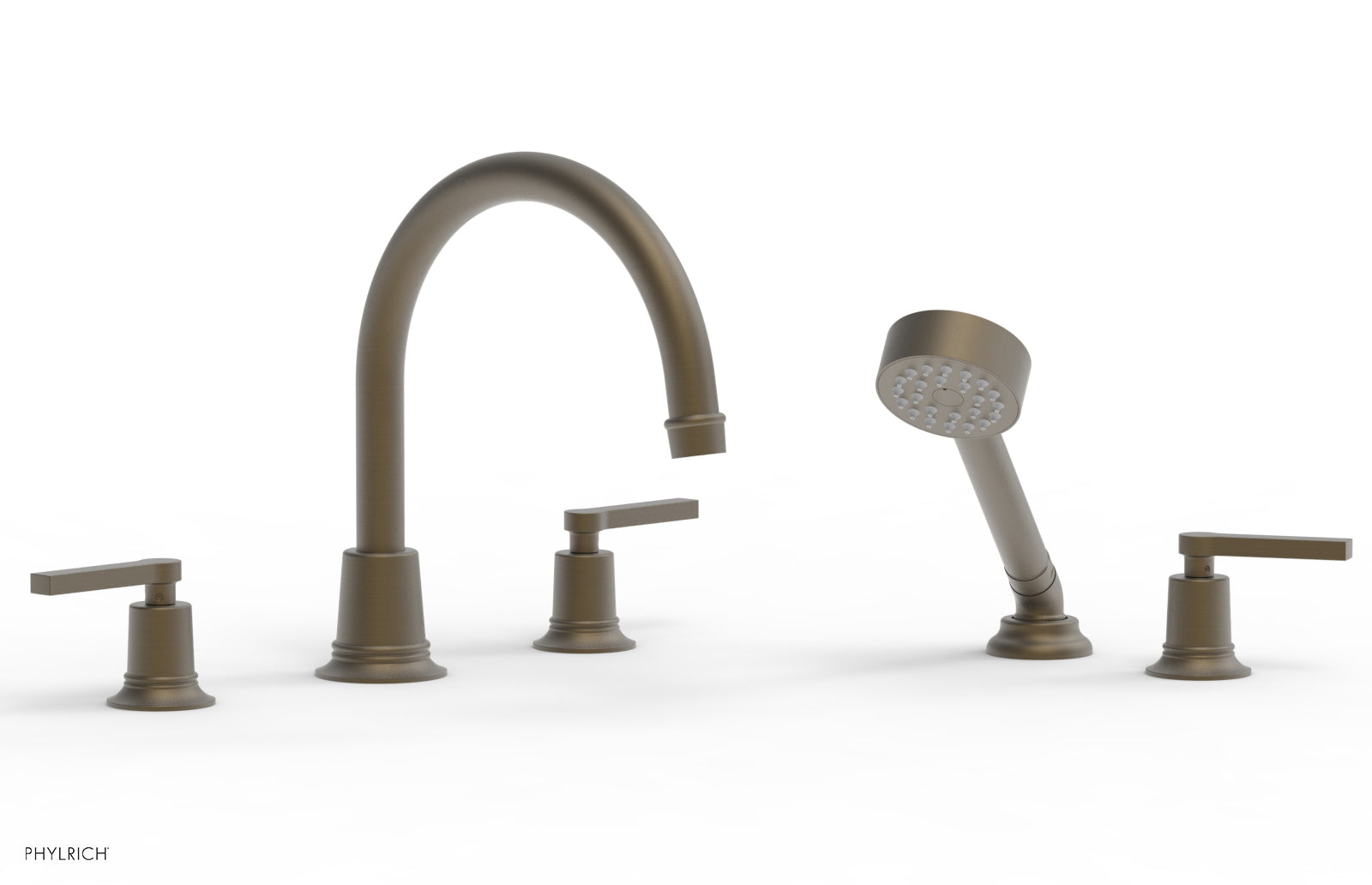 HEX MODERN Deck Mount Tub Faucet Set with Hand Shower and Lever Handles 501-51 - Perfect for Bathroom Renovation and Spa-Like Shower Experience