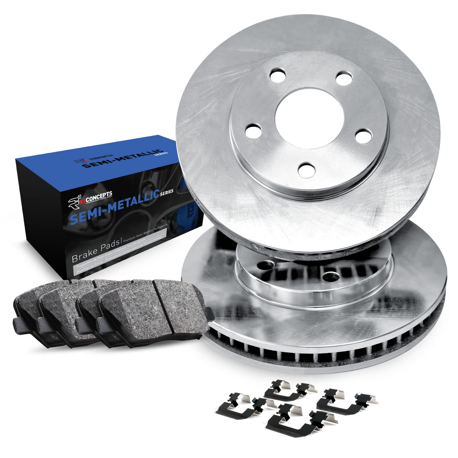 R1 Concepts Premium Rear Brake Pads and Rotors Kit - Semi Metallic Brake System for 2017-2020 Audi A4 | Complete Hardware Included | Enhanced Stopping Power for City Driving & Highway Safety