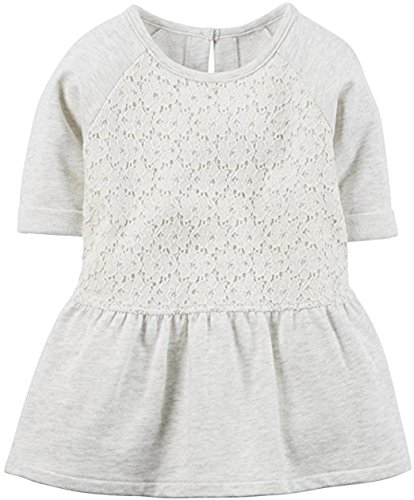 Carters Peplum Lace Tunic Play Dress for Girls - Gray Toddler Dress Size 5 | Perfect for Playdates, Birthday Parties & Special Occasions