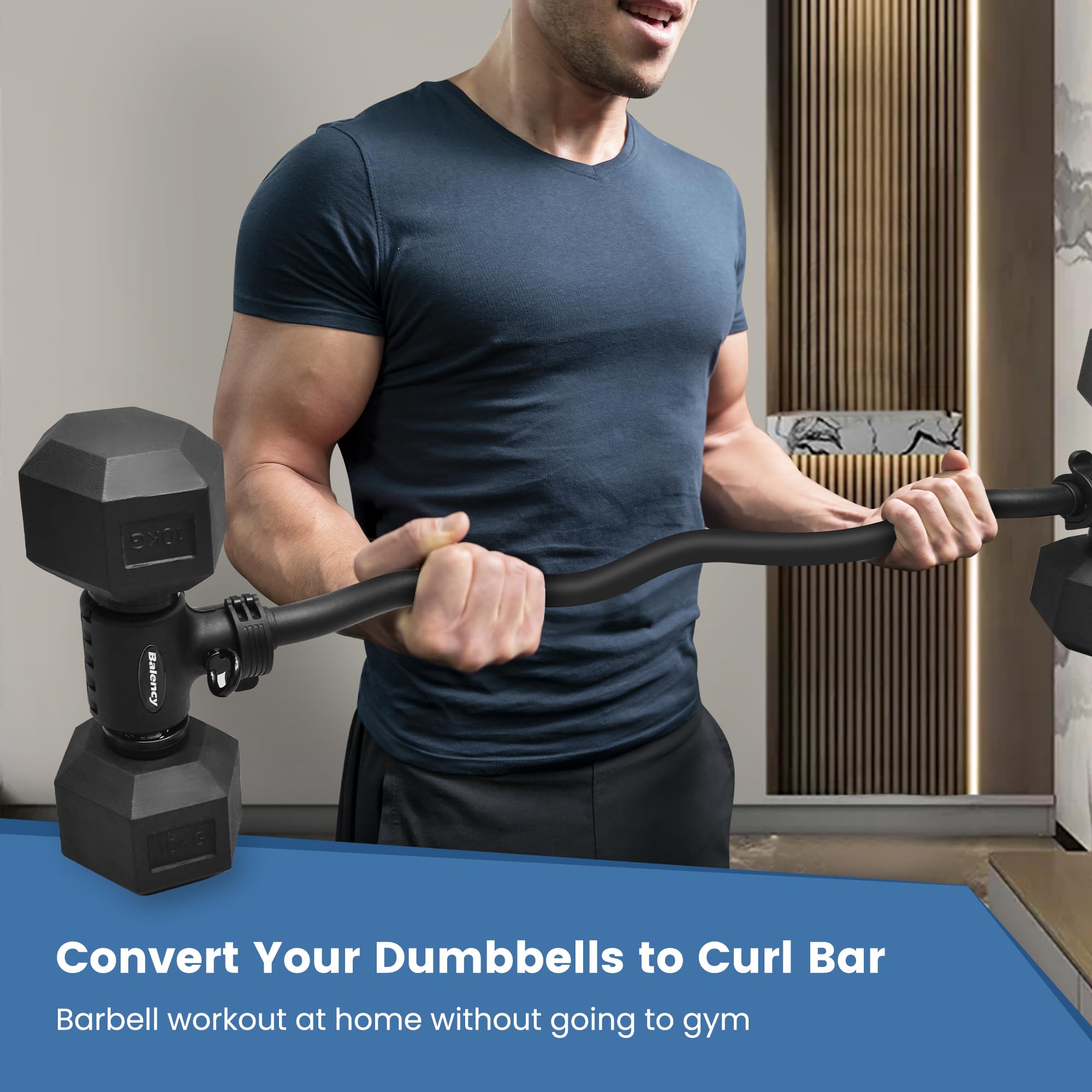 Dumbbell to Barbell Converter Bar - Adjustable Weight Up to 200LB for Home Gym, Strength Training & Weight Lifting | Perfect for Space-Saving Workouts & Full-Body Exercises