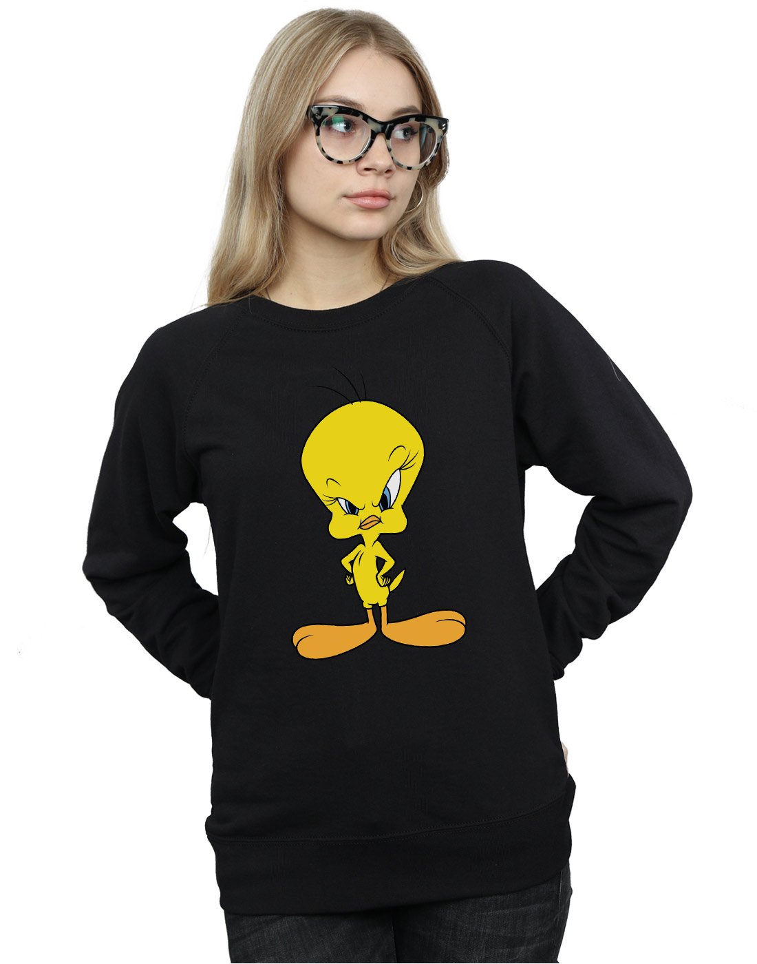 Looney Tunes Women's Angry Tweety Graphic Sweatshirt | Cartoon Character Hoodie | Casual Wear for Fans & Collectors | Perfect for Cosplay, Gifts & Everyday Fashion