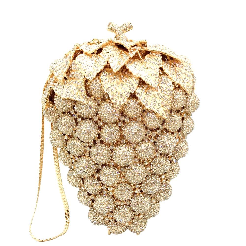 Elegant Hollow Carved Grape Rhinestone Evening Clutch - Luxury Crystal Handbag for Women | Perfect for Parties, Weddings & Formal Events