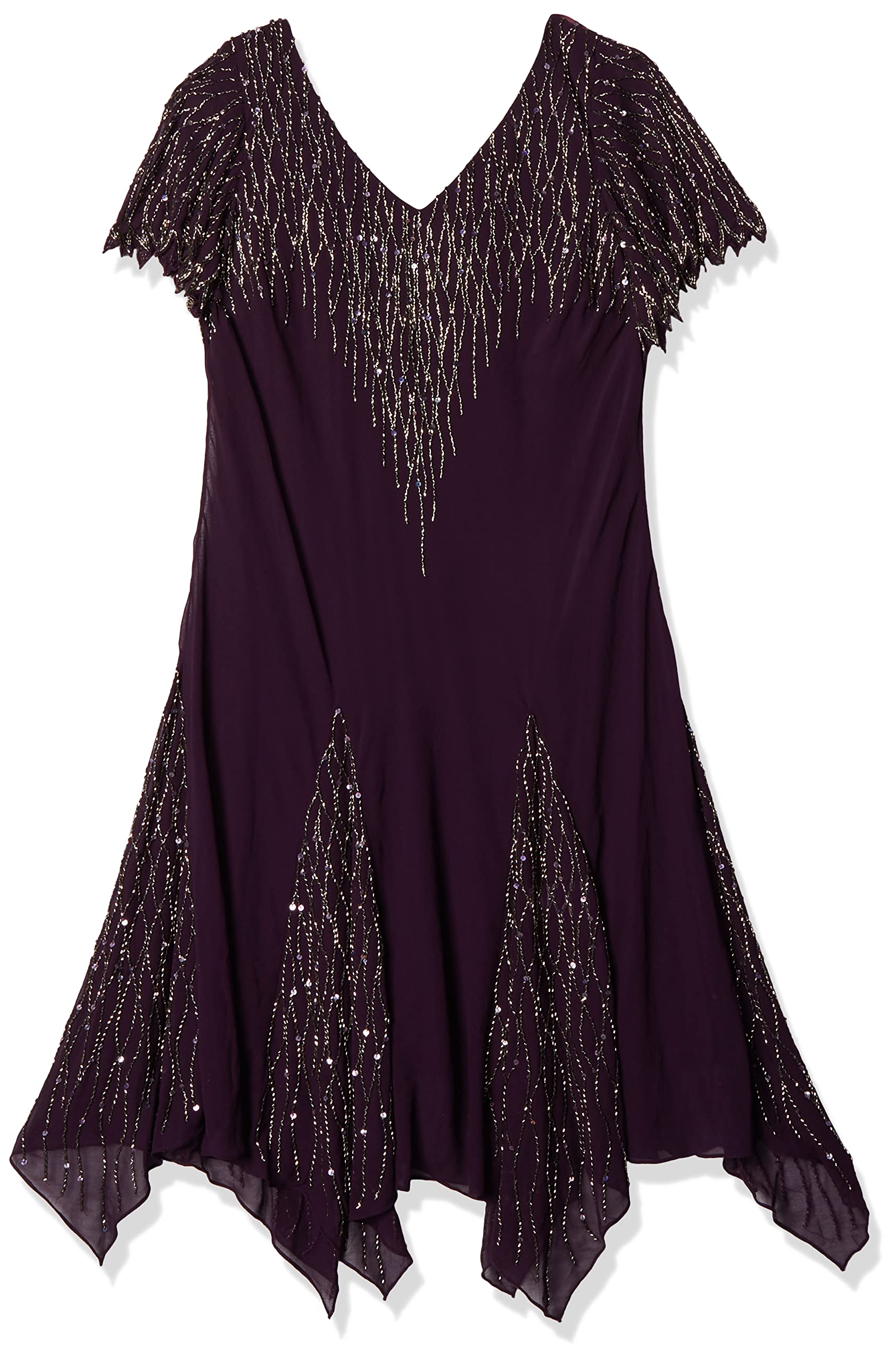 J Kara Women's Plus Size Short Beaded Dress - Elegant Party Cocktail Dress for Evening Events, Weddings & Special Occasions